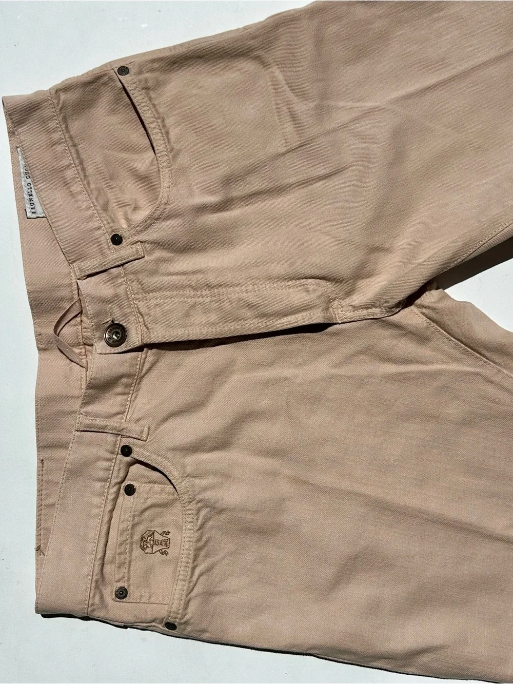 Brunello Cucinelli Sand-Pink Men’s Denim Trousers Jeans, 52, US L (35-36”)